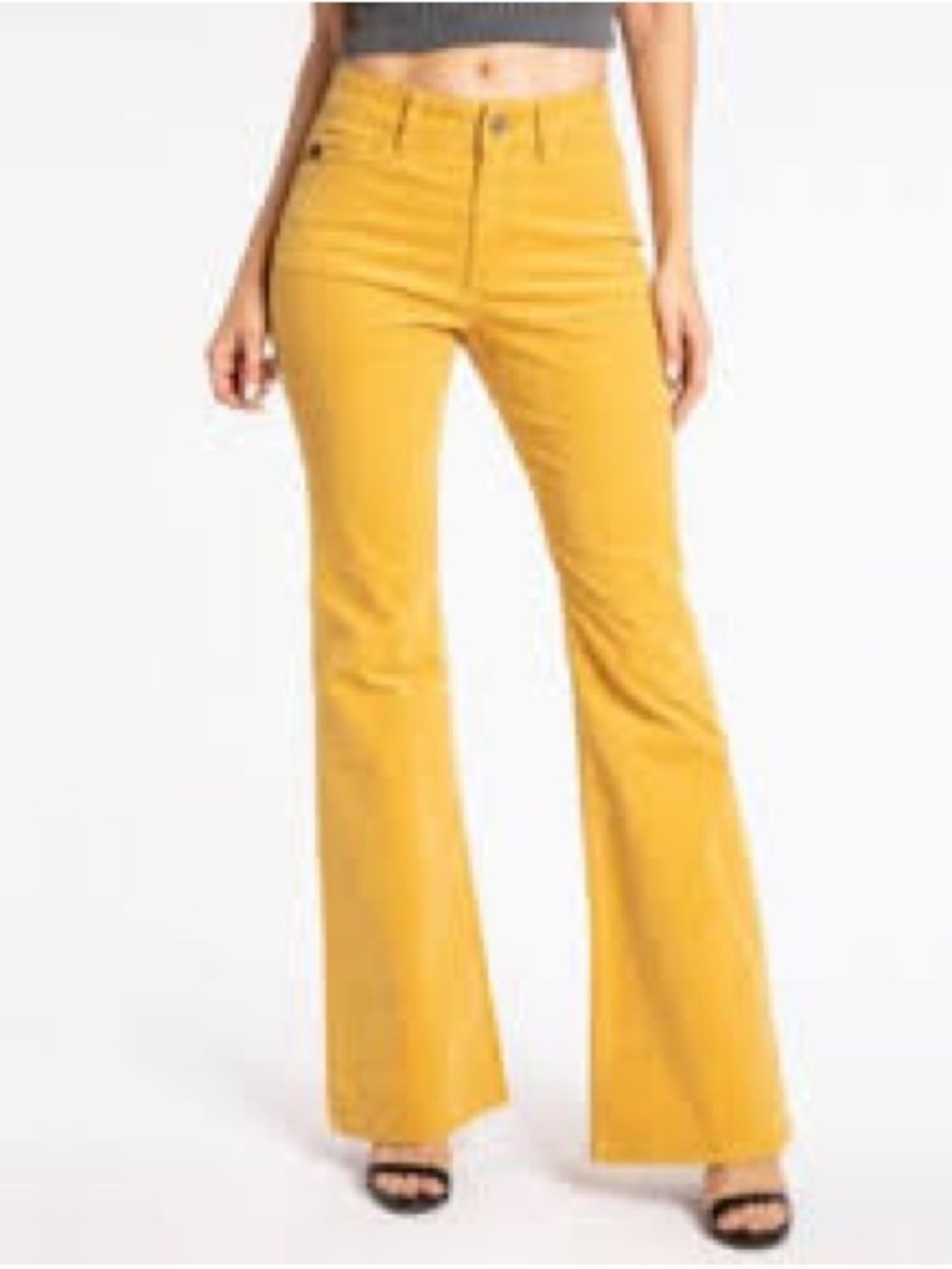 Kancan High-Waist Mustard Yellow Flared Jeans